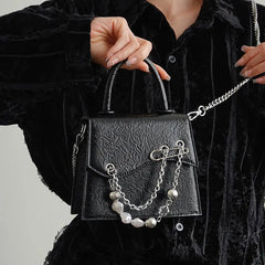 Y2k Vintage Beaded Square Shoulder Bag Chain Mini Crossbody Purse