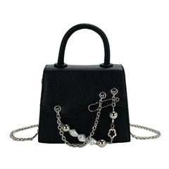 Y2k Vintage Beaded Square Shoulder Bag Chain Mini Crossbody Purse