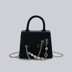 Y2k Vintage Beaded Square Shoulder Bag Chain Mini Crossbody Purse