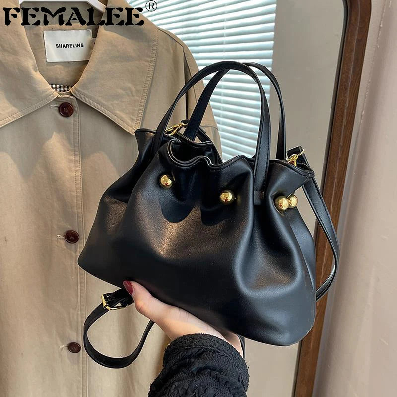 Vintage Beads Pleated Crossbody Handbags for Women