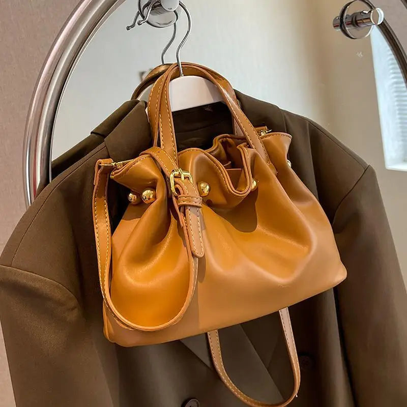 Vintage Beads Pleated Crossbody Handbags for Women