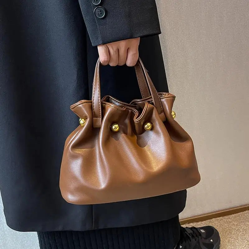 Vintage Beads Pleated Crossbody Handbags for Women