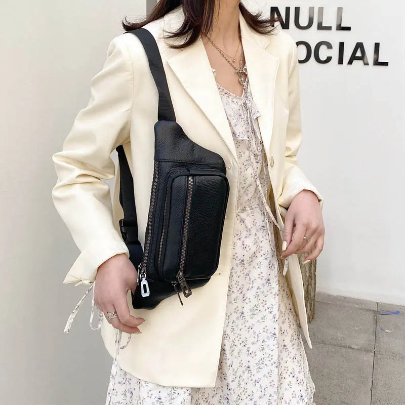 Leather Waist Pack Crossbody Phone Pouch Chest Bag