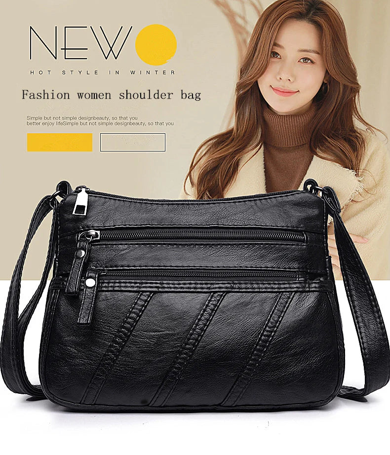 Soft Leather Shoulder Bag Small Messenger Bag for Girls