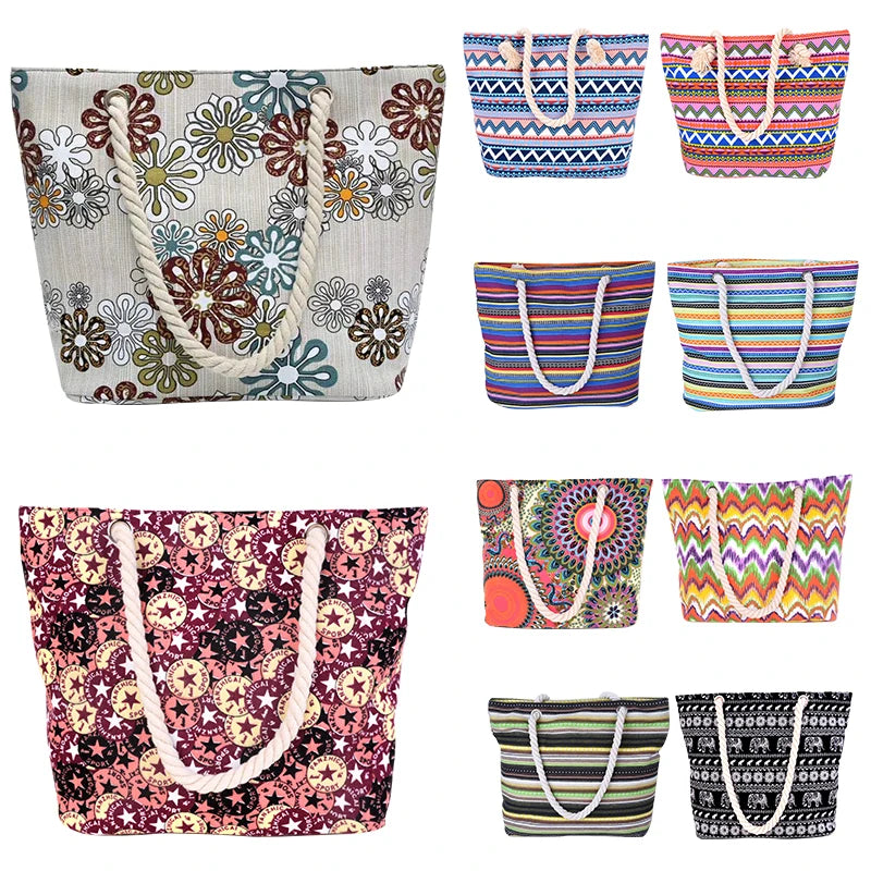Bohemian Large Capacity Shoulder Bag Beach Holiday Cotton Handbag
