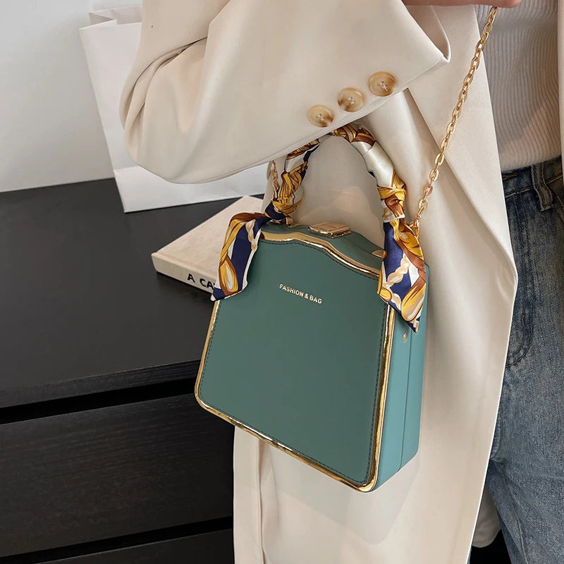 Silk Scarf Handle Clutch for Women Evening Bag