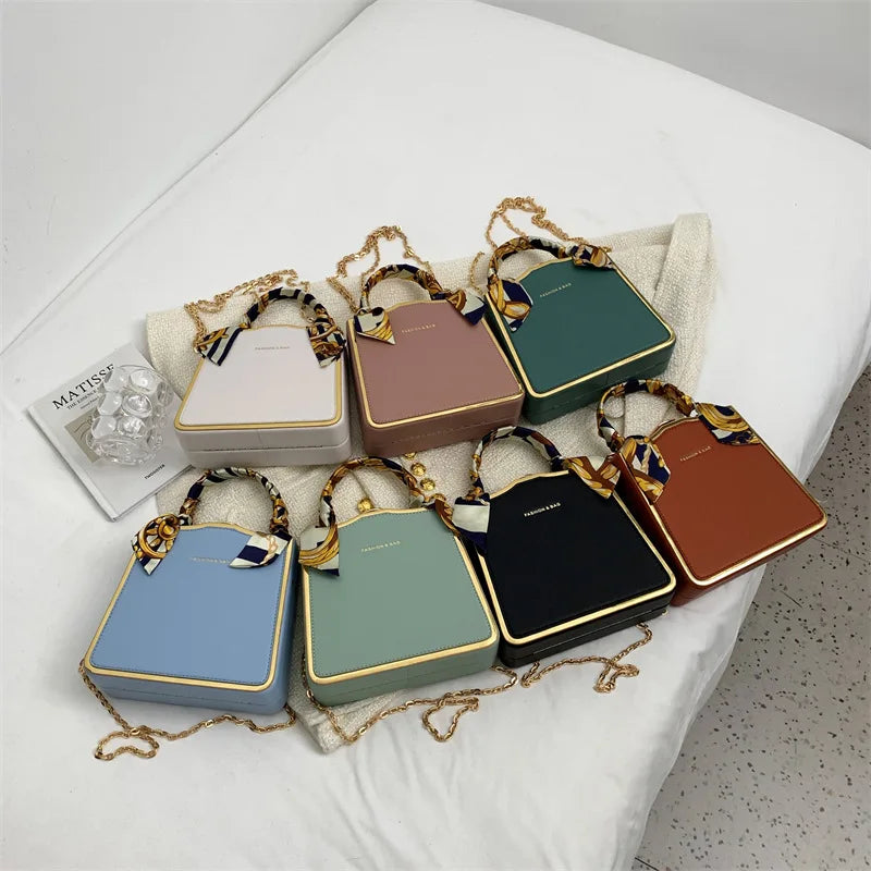 Silk Scarf Handle Clutch for Women Evening Bag
