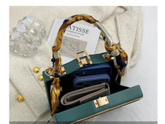Silk Scarf Handle Clutch for Women Evening Bag
