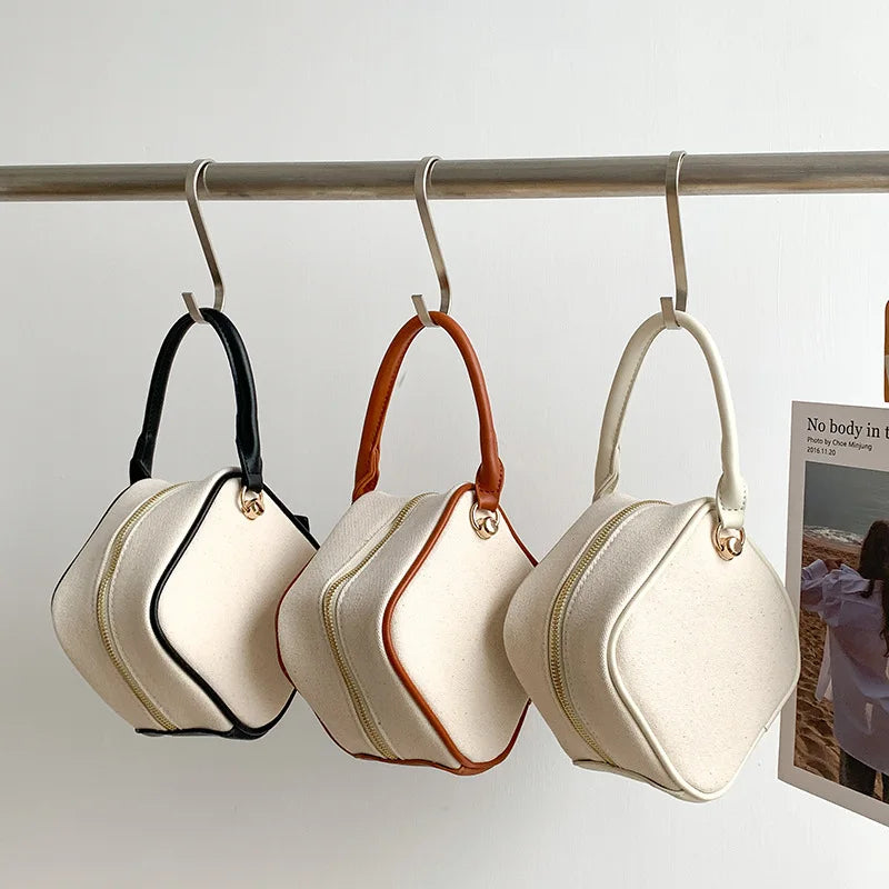 Canvas Shoulder Bag Chains Crossbody Small Female Purse