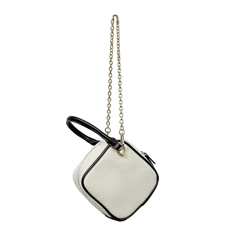 Canvas Shoulder Bag Chains Crossbody Small Female Purse