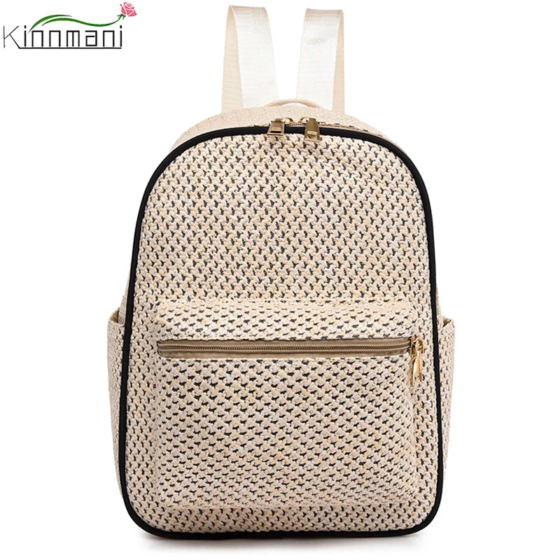Braided Backpacks Solid Women's Backpack Travel Large Capacity
