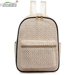 Braided Backpacks Solid Women's Backpack Travel Large Capacity