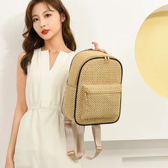 Braided Backpacks Solid Women's Backpack Travel Large Capacity