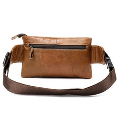 Men Leather Waist Pack Travel Organizer Waist Belt Mobile Phone Bag