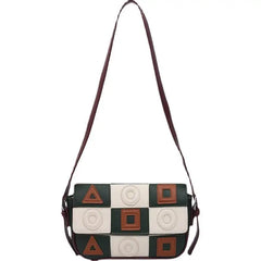 Small Square Women Shoulder Bags Geometric Patterns PU Leather Messenger Bag