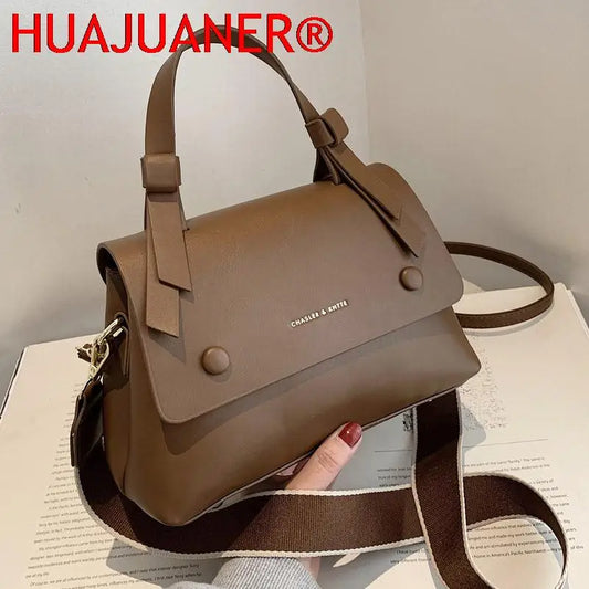 Women's PU Leather Crossbody Bag Wide Strap Shoulder Bags