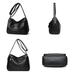 Brown Shoulder Bags Women Handbags Large Capacity Soft Pu Leather Crossbody Bag