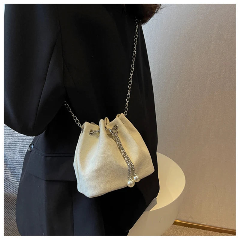 Canvas Shoulder Bag Women Crossbody Messenger Handbags Small Casual Bucket S