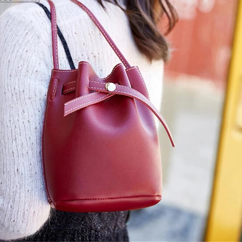 Bucket Shoulder Bag Drawstring Crossbody Messenger Bag