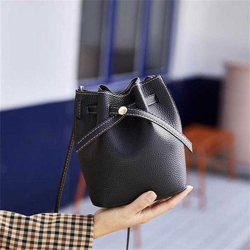 Bucket Shoulder Bag Drawstring Crossbody Messenger Bag