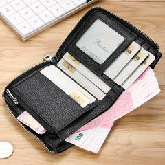 Leather Men Wallet High Mini Small Zipper Wallet RFID Male Purse