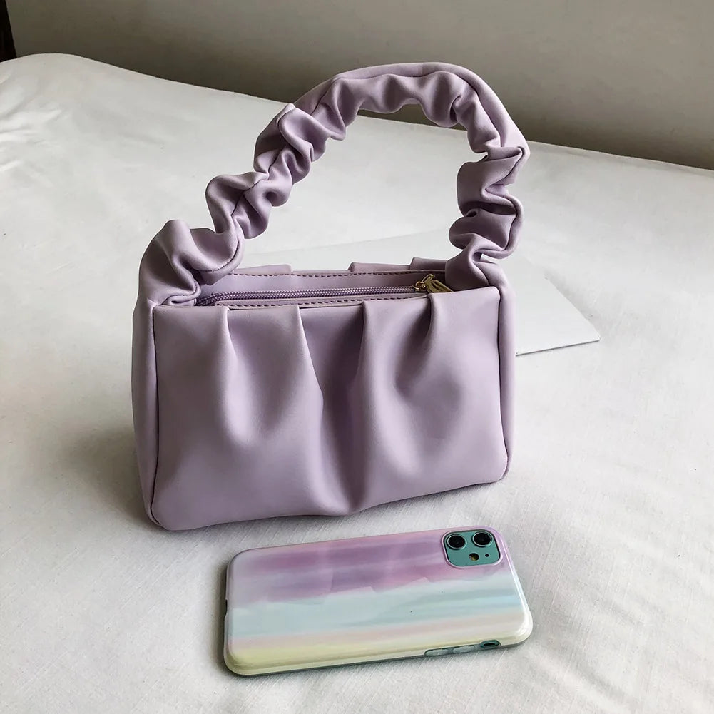 Retro PU Leather Ruffle Shopper Tote