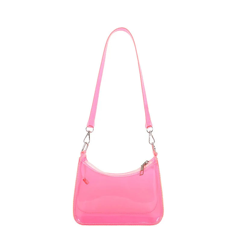 Women's Candy Jelly Shoulder Bag with Zipper Tote