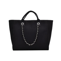 Canvas Chains Handbag Causal Shoulder Tote Bag Solid