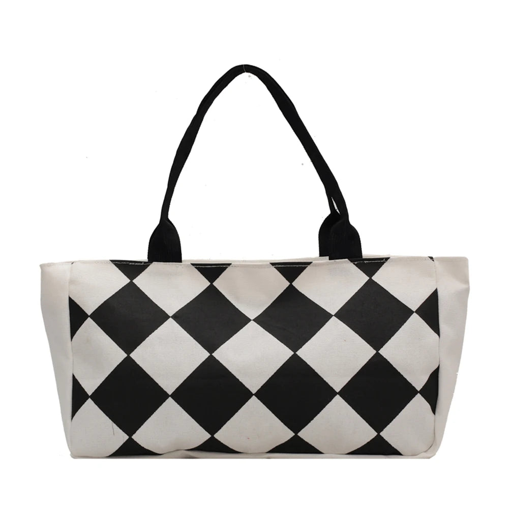 Canvas Pattern Printing Shoulder Shopping Bag Large Capacity Tote Handbag