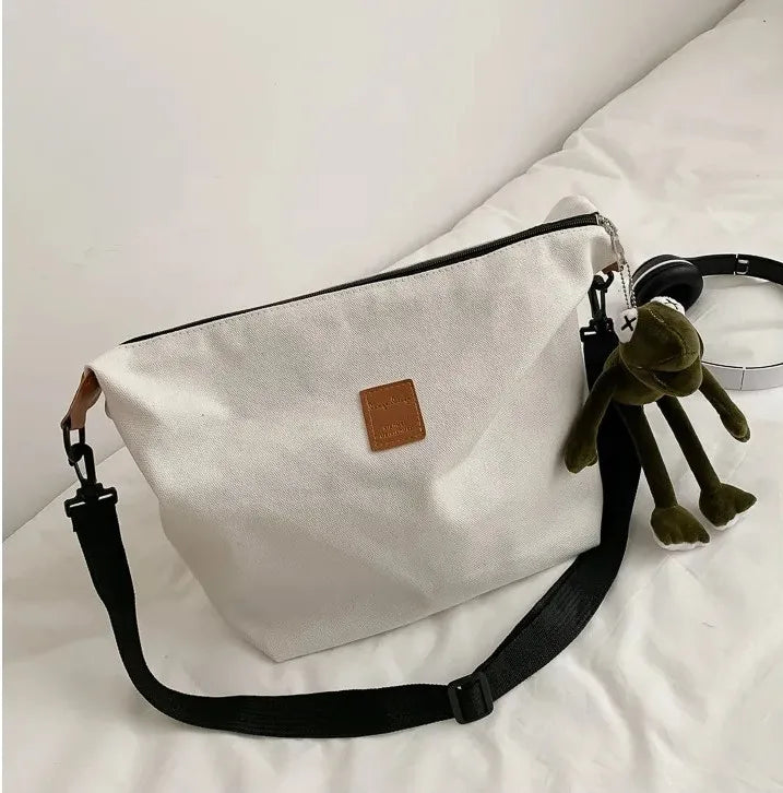 Women's Retro Canvas Shoulder Bag Casual Messenger Street Solid School Crossbody