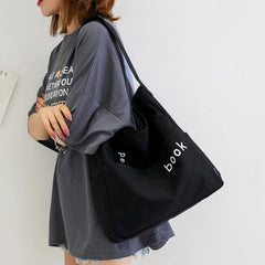 Canvas Shoulder Messenger Bag Large Capacity School Book Storage Handbag Tote
