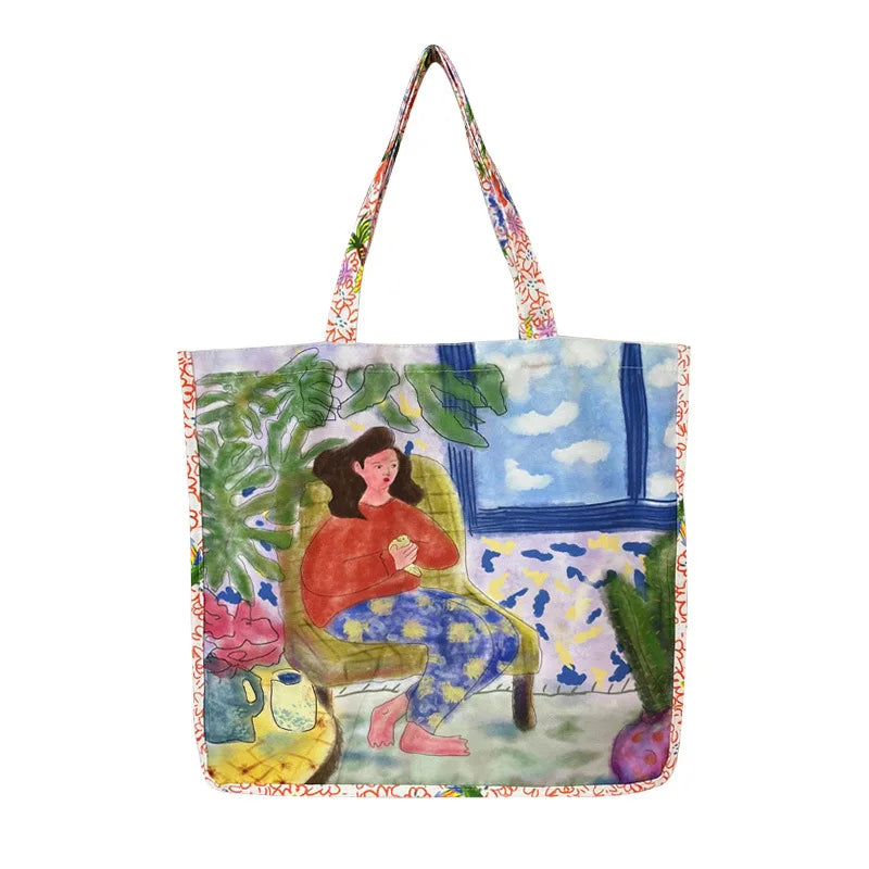 Canvas Tote Bag Printing Shoulder Bags High Capacity Cross Body Bag