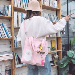 Canvas Geometric Pattern Shoulder Bag