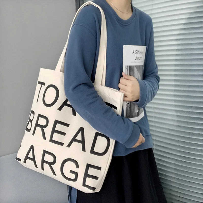 Canvas Women's Shoulder Bags Large Capacity Ladies Carry Shopping Bag