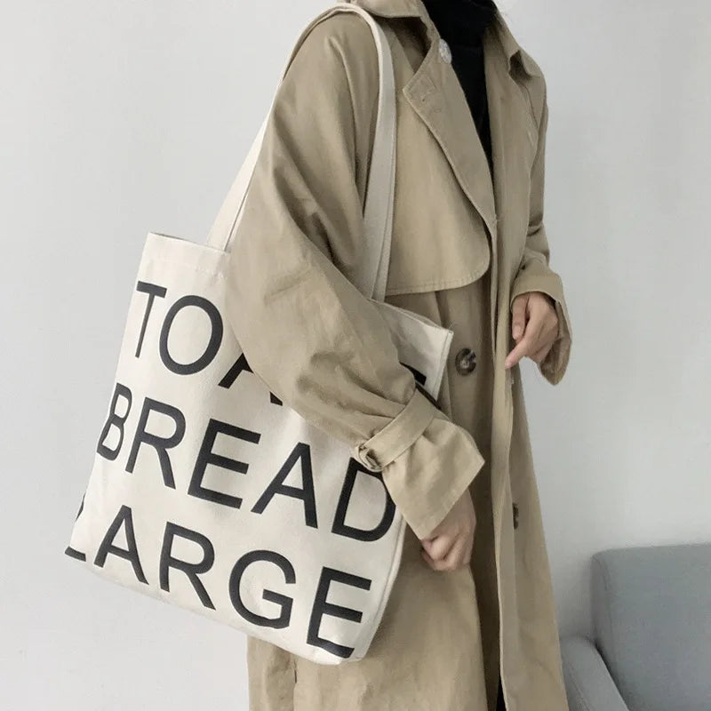 Canvas Women's Shoulder Bags Large Capacity Ladies Carry Shopping Bag