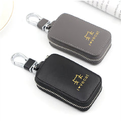Cat Printed Leather Key Case Zipper Wallet Keychain Holder Cover