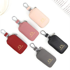 Cat Printed Leather Key Case Zipper Wallet Keychain Holder Cover