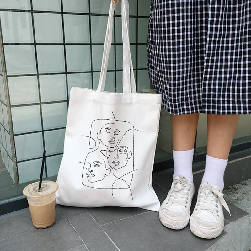 Cartoon Abstract Canvas Women Large Capacity Casual Printing Shoulder Bag