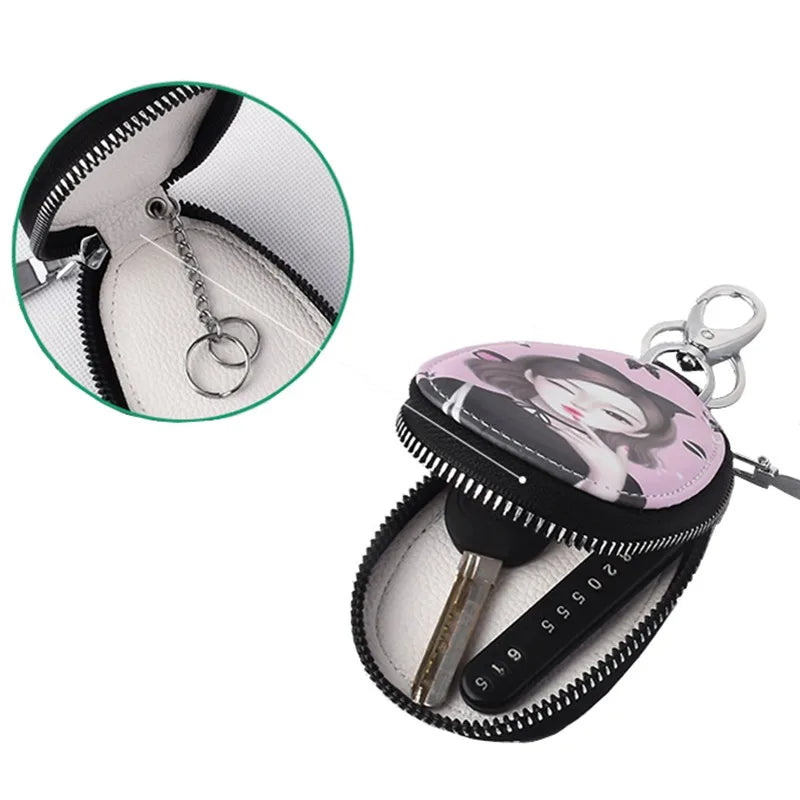 Cartoon Women Key Bag Girl Student Leather Key Wallets Key Case