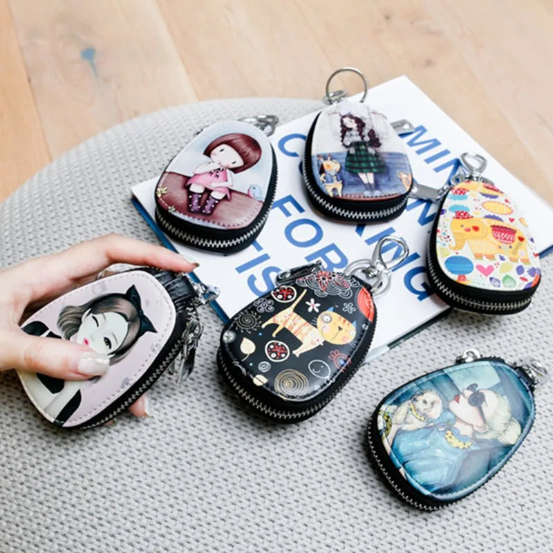 Cartoon Women Key Bag Girl Student Leather Key Wallets Key Case
