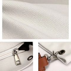 Casual Fabric Canvas Shoulder Bag Zipper Handbag Solid Large Capacity Women's