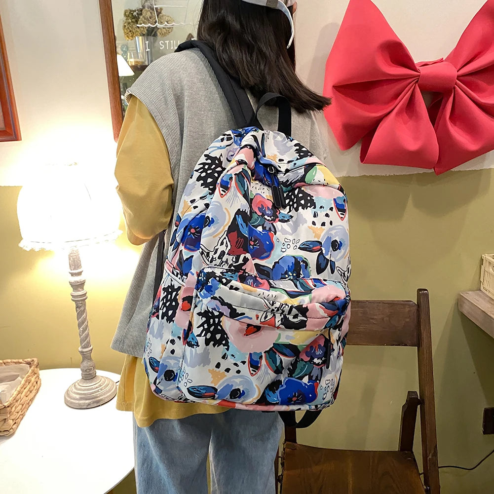Casual Graffiti Backpack Large Capacity Book Bag Travel Sports Print Student Sch