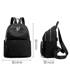 Casual Waterproof Nylon Backpack Women Vintage Solid School Bag