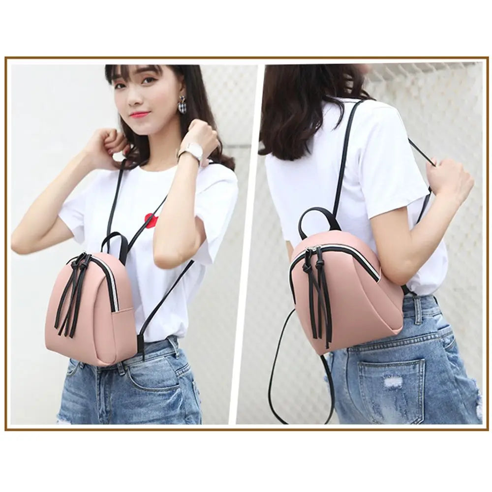 Casual PU Leather Mini Backpack for Traveling and School