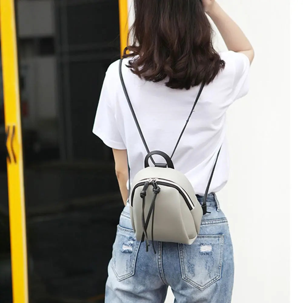 Casual PU Leather Mini Backpack for Traveling and School