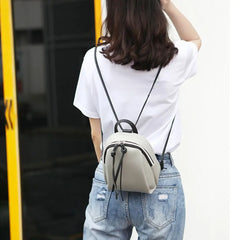Casual PU Leather Mini Backpack for Traveling and School