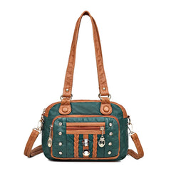 Vintage Leather Crossbody Bag for Women - Casual Messenger Sling Handbag