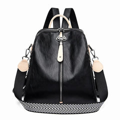 Casual Women Travel Backpack Soft Leather School Backpack Large Capacity