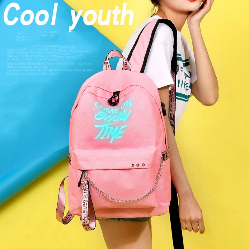 Women's Casual Book Bag Backpack with USB Charging