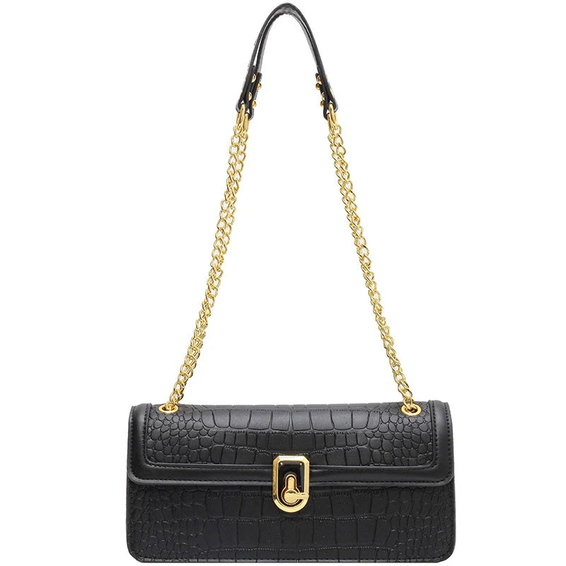 Stone Pattern PU Leather Crossbody Flap Bag Vintage Women's Shoulder Handbag